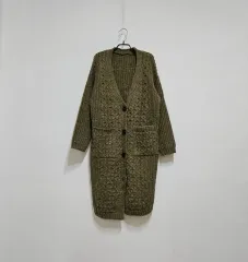 カーディガン ロング丈 カーキ