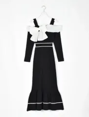 Evelyn (エブリン) リボンニット ロング丈ワンピース 量産型 地雷系 スナ系