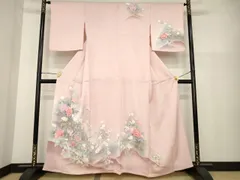 平和屋着物▽訪問着　単衣　友禅　枝花文　暈し染め　金彩　正絹　逸品　AABG9612ck