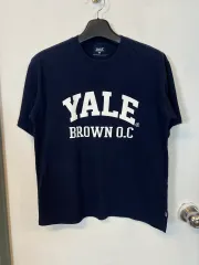 T046 YALE ロゴプリンティング ネイビー 半袖 Tシャツ M