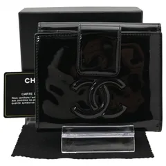 シャネル ココマーク カメリア メイクパレット エナメル 二つ折り財布 ブラック Bランク ch9129cc