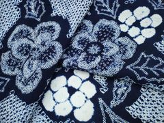 浴衣 有松鳴海絞り 鹿の子 花模様 藍染 リーフ 絞り 着物 062b - メルカリ