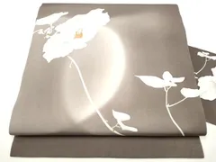 平和屋着物●塩瀬　九寸名古屋帯　駒刺繍　枝花文　金彩　正絹　逸品　CABE0280hy