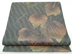 平和屋着物●本場筑前博多織　八寸名古屋帯　枝葉文　金糸　正絹　逸品　CABE0284hy