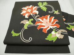 未仕立て品 名古屋帯 栗山吉三郎 縮緬地 紅型 椿 正絹 美品 - メルカリ