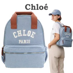 Chloe Kids クロエ キッズ バックパック 大人もOK バッグ 2026年初夏新作 デニムブルー リュックサック ロゴ刺繍 レディース ガールズ デイバッグ コットン C20867