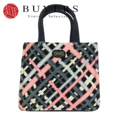 【中古】 フェイラー ハンドバッグ パイル ブラック ピンク ホワイト チェック柄 ミニトート レディース 女性 FEILER