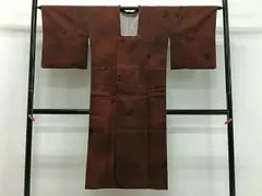 平和屋着物∞道行コート　輪奈ビロード　葉尽くし　ロング丈　正絹　逸品　CABD4695ua