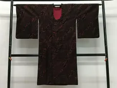 平和屋着物∞道行コート　輪奈ビロード　杢目文　正絹　逸品　CABD4696ua