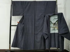 平和屋着物●男性　紬　アンサンブル　霞文　羽裏：一富士二鷹三茄子　正絹　逸品　CABC7171yc