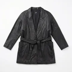 [C-4] ブラックレザー テーラードジャケット 古着