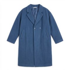 [C-5] ノーカラー キルティング裏地 コート ネイビー