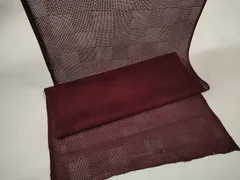 平和屋着物▽羽織・コート　反物　羽尺　スリーシーズン　春夏秋　塵除け　市松紋紗　葡萄色　逸品　未使用　DABC1773zzz