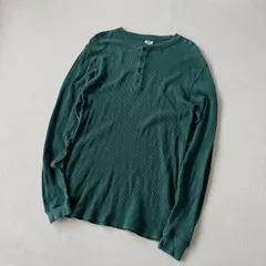 GAP ワッフルヘンリーネックTシャツ グリーン L P2590