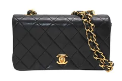 CHANEL シャネル フルフラップ ミニマトラッセ19 Sチェーンショルダーバッグ 1番台 ラムスキン ココマーク ブラック 美品 中古 4b012955