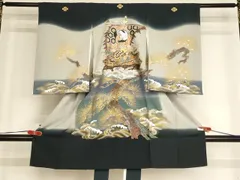 平和屋着物[]お宮参り　男の子　祝着　産着　初着　のしめ　宝船松文　暈し染め　金銀彩　逸品　AABG3206ja