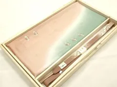 平和屋本店●和装小物　帯締め・帯揚げセット　高麗組 綾出し　刺繍　花柄　暈し染め　金銀糸　逸品　未使用　AABE9200ay