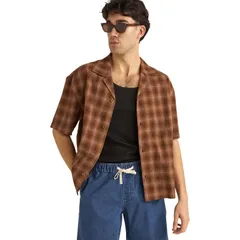 リズム メンズ トップス シャツ 半袖 Rhythm Relaxed Shadow Check ShortSleeve Shirt Mens Rust ラストのサムネイル