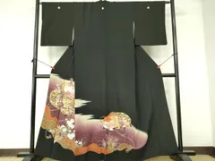 平和屋着物■豪華黒留袖　駒刺繍　飛鶴人物文箱花文　暈し染め　金彩　正絹　逸品　DABE1127op