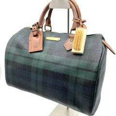 POLO RALPH LAUREN ポロラルフローレン ブラックウォッチ チェック柄 PVC ミニボストンバッグ ハンドバッグ レザー 本革 グリーン ネイビー ブラウン 旅行 トラベル ヴィンテージ風 メンズ レディース