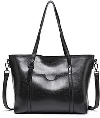 ブラック 黒 トートバッグ レディース 大きめ A4 通勤バッグ 2WAY ショルダーバッグ 斜め掛け 自立 ビジネスバッグ 大容量 PUレザー 上品 きれいめ オフィス 仕事用 黒 かばん 鞄