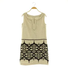 グレースクラス GRACE Class 10AW カットベルベット刺繍ワンピース ミニ ノースリーブ スタッズ 36 ベージュ /MY ■OS