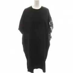 ミズイロインド mizuiro ind ワンピース ひざ丈 F アシンメトリー 切替レース 黒 ブラック /LP