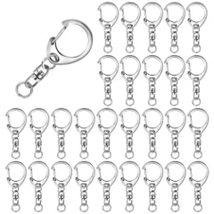 【特価商品】シルバー 全長49mm 副資材 DIY 素材 手作り アクセサリー ハンドメイド 手芸用品 ワンタッチ 付き 丸カン 回転フック ナスカン ストラップ チャーム リング キーリング パーツ キーホルダー 50個入り キーホルダー金具