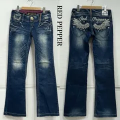 レッドペッパー ウィング 刺繍 ラインストーン ローライズ Y2K ロゴ フレア デニム ブーツカット 羽 レディース 27インチ ISItems【USED】【古着】【中古】50155826
