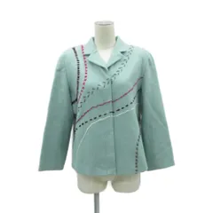 トクコプルミエヴォル TOKUKO 1er VOL オープンカラージャケット 上着 ミドル丈 9 水色 刺繍 総裏地 /SY26 ■GY59のサムネイル