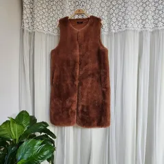 ブラウン ファー ロング ベスト