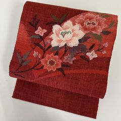 名古屋帯　松葉仕立て　牡丹模様　花模様　着物　031t 名古屋帯 松葉仕立て 牡丹模様 花模様 着物 031t - メルカリ