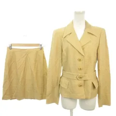 ロペ ROPE スーツ セットアップ ジャケット 9AT スカート 63-90 オレンジ ツイード ダブルブレスト ベルト付き /AH34 ■ECC002