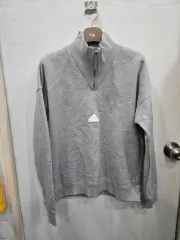 M 95 )) adidas アディダス グレー 起毛 ハーフジップ 長袖Tシャツ