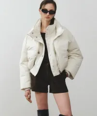 NOIRER クロップド レイヤード パファー ジャケット ダウン オフホワイト 36