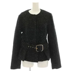 ザラ ZARA ノーカラージャケット XS ツイード 黒 /LP ■MA