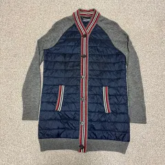 S トミーヒルフィガー ダウン ニット ロング カーディガン