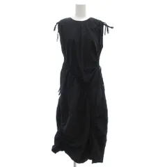 ランバンオンブルー LANVIN en Bleu ノースリーブワンピース ロング アシンメトリーデザイン リボン ナイロン 38 黒 ブラック /GV