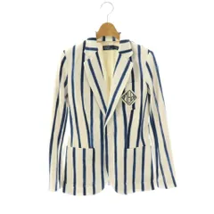 ポロ ラルフローレン POLO RALPH LAUREN 近年モデル ストライプ ダブルニット ブレザー ジャケット テーラード 0 白 紺 /NR ■OSのサムネイル