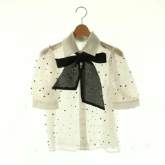 ソブ sov. ダブスタ 25SS パールシアーボウタイブラウス シャツ 半袖 シースルー 36 白 ホワイト 0304-040-252A /AN14のサムネイル