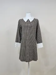 ミミアンドディディ チェック カラーシャツワンピース ゲストルック