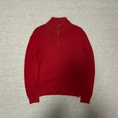 POLO RALPH LAUREN ハーフジップアップニット red