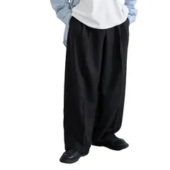 [ウィゴー] 男女兼用 ワイドパンツ メンズ スラックス ズボン ワイドスラックス ストレートパンツ ボトムス 服 秋服 冬服 韓国 シンプル ギフト プレゼント 定番 春 夏 秋 冬 メンズ M ブラック 1