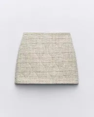 ZARA ツイード ダウン スカート アイボリー