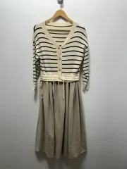 ボーダー柄カーディガン ロングワンピース ONE PIECE セット M