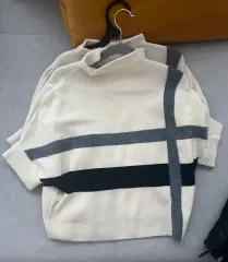 衣類 / モックネック ニット ベージュ & グレー