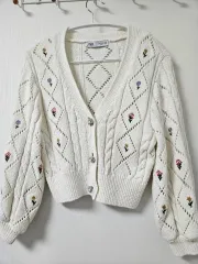 ザラ 刺繍 カーディガン