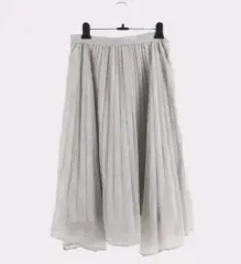 LS148 アイボリー プリーツ ロング スカート
