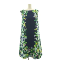 チェスティ Chesty ボタニカル プリント ノースリーブワンピース 0 ひざ丈 紺 ネイビー 緑 グリーン /SS ■OS