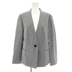 エンスウィート レナウン ensuite ノーカラージャケット アウター ストライプ柄 3 青 ブルー 白 ホワイト 5400204025-35 /YT ■GY61のサムネイル
